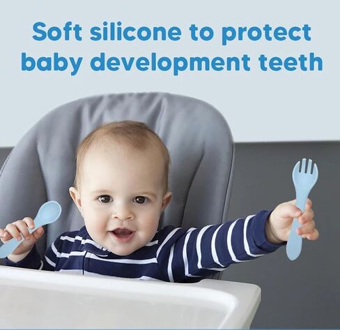 4-Piece Silicone Baby Feeding Set with suction Plate, Bib, Bowl, Spoon, Utensils for baby's 6 Months Up in Saudi Arabia