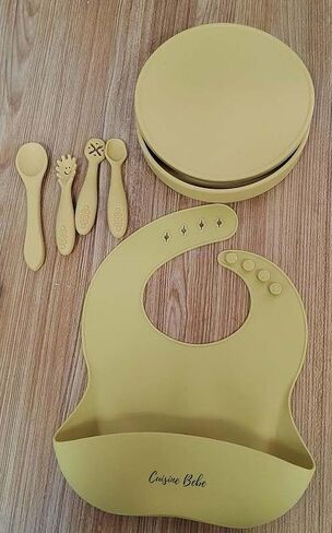 4-Piece Silicone Baby Feeding Set with suction Plate, Bib, Bowl, Spoon, Utensils for baby's 6 Months Up in Saudi Arabia