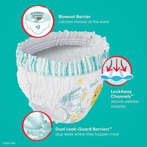 Diapers Size 5, 128 Count and Baby Wipes - Pampers Pull On Cruisers 360° Fit Baby Diapers with Stretchy Waistband, ONE MONTH SUPPLY with Sensitive Wipes, 6X Pop-Tops, 336 Count (Packaging May Vary) in Kuwait