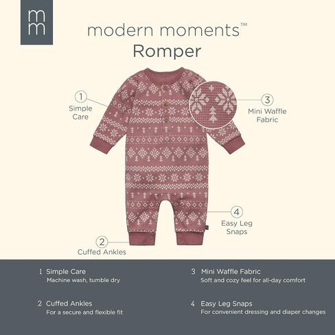 Modern Moments baby-girls Henley Waffle-knit Romper in Saudi Arabia