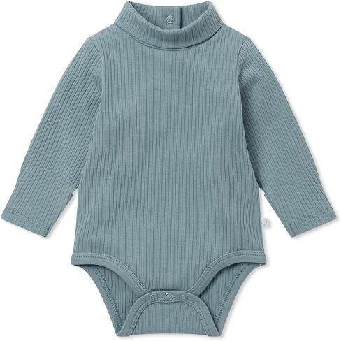 MORI Baby Unisex Ribbed Turtleneck Bodysuit with Back Opening - Comfort Toddler One Piece High Neck Romper for Boys and Girls in Kuwait