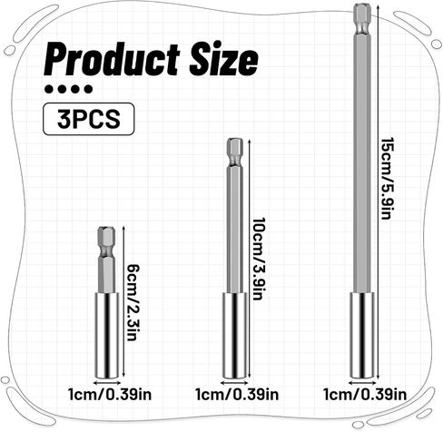 Giantree 3Ps Drill Bit Extension Holder, 2, 4, and 6 Inch Extensions Drill Extension Bit Holder for Drills Socket Adapters, Automotive Maintenance Shops Mechanics Household Use DIY in Saudi Arabia