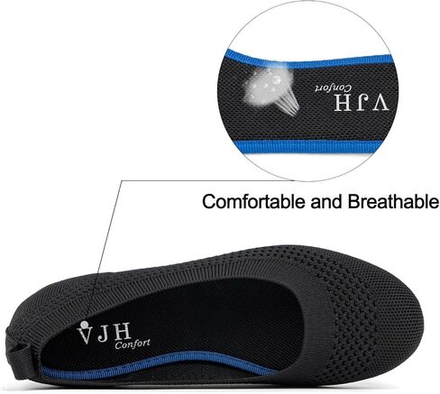 VJH confort Women’s Flats Shoes Ballet Knit Comfort Foldable Round Toe Slip-on Casual Office Work Walking Flats in Kuwait