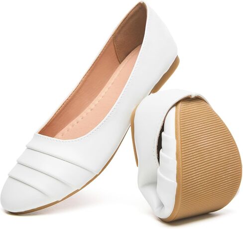 HEAWISH Women's Black Flats Shoes Round Toe Slip On Casual Ballet Flats PU Leather Dressy Work Shoes in Saudi Arabia