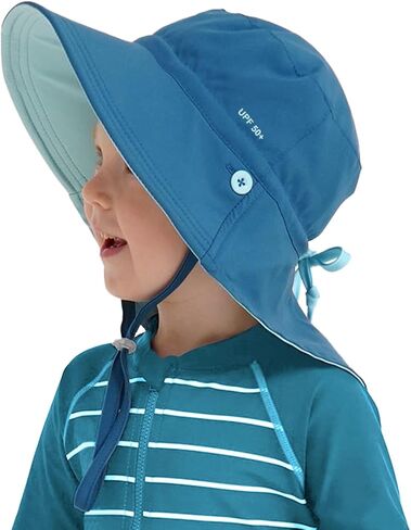 Toddler Kids Sun Hat UPF 50+ UV Protection, Summer Beach Hat with Neck Flap Wide Brim Swim Hat for Girls Boys in Saudi Arabia