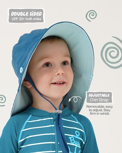Toddler Kids Sun Hat UPF 50+ UV Protection, Summer Beach Hat with Neck Flap Wide Brim Swim Hat for Girls Boys in Saudi Arabia