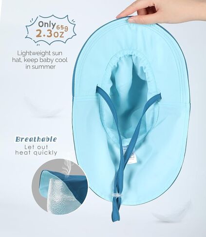 Toddler Kids Sun Hat UPF 50+ UV Protection, Summer Beach Hat with Neck Flap Wide Brim Swim Hat for Girls Boys in Saudi Arabia
