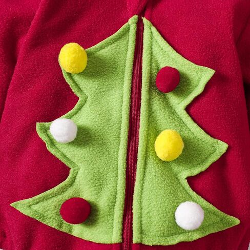 Lamuusaa Newborn Baby Girl Boy Christmas Outfit Warm Long Sleeve Hoodie Romper Zipper Bodysuit Stripe Leg Warmers Set in Saudi Arabia