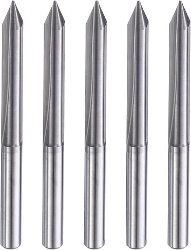 HARFINGTON 5pcs CNC V Bit 45 Degree 1/8" Shank 0.2mm Tip Engraving V Bits Carbide Chamfer End Mill with 2 Straight Flutes CNC Wood Carving Bit Tool for Wood Plywood Acrylic MDF Lettering in Kuwait