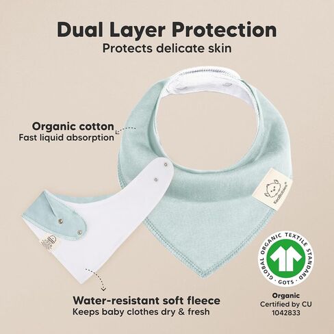 KeaBabies 5-Pack Organic Burp Cloths for Baby Boys and Girls and 8-Pack Organic Baby Bandana Drool Bibs - Ultra Absorbent Burping Cloth, Stylish Unisex Bandana Bibs, Burp Clothes in Saudi Arabia