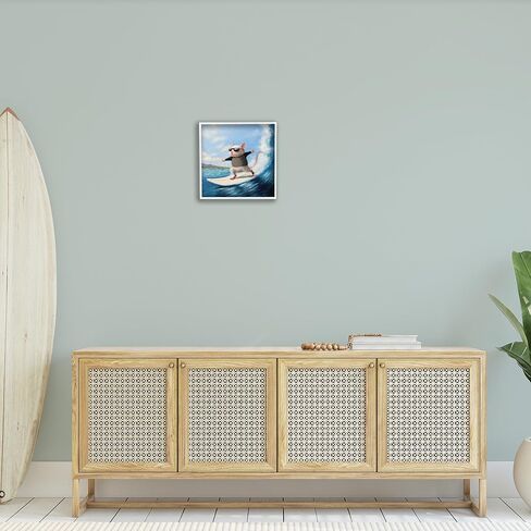 Stupell Industries Cool Surfer Mouse Blue Ocean Waves Surfboard, Design by Lucia Heffernan in Saudi Arabia