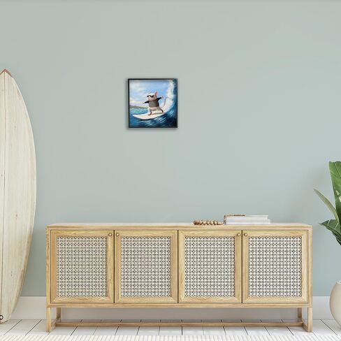 Stupell Industries Cool Surfer Mouse Blue Ocean Waves Surfboard, Design by Lucia Heffernan in Saudi Arabia
