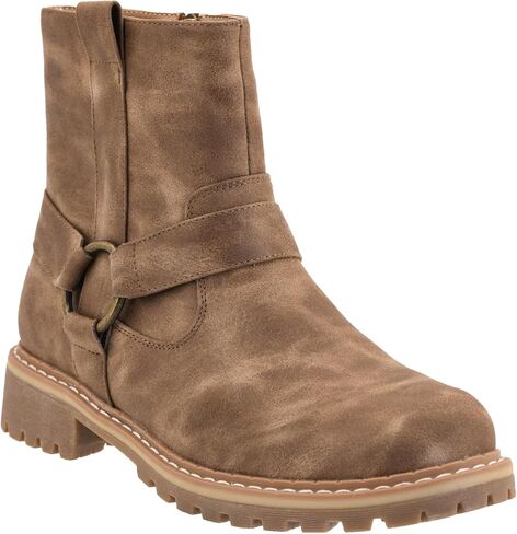Corkys Footwear Fall In Love Modest 1.25-Inch Heel Booties with Memory Foam Insoles, Full Inside Zip, and Harness Detail – Stylish & Comfortable Fall Essential in Saudi Arabia