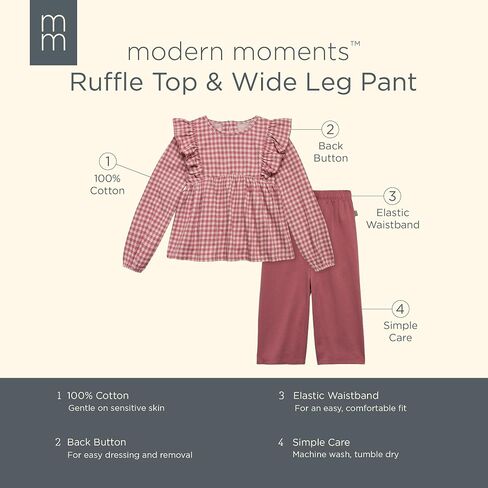 Modern Moments baby-girls Toddler Ruffles Top and Wide Leg Pant Set in Saudi Arabia
