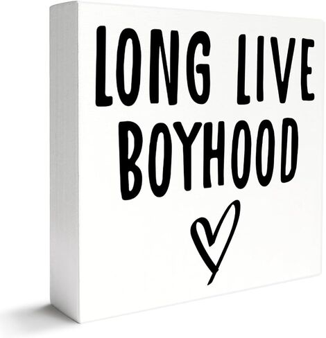 Nursery Decor Wooden Box Sign, Nursery Newborn Baby Boys Bedroom Desk Decor Toddler Kids Children Room Playroom Decoration, Long Live Boyhood, Nursery Gifts for Baby Boys in Saudi Arabia