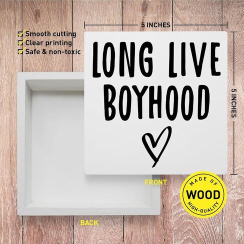Nursery Decor Wooden Box Sign, Nursery Newborn Baby Boys Bedroom Desk Decor Toddler Kids Children Room Playroom Decoration, Long Live Boyhood, Nursery Gifts for Baby Boys in Saudi Arabia
