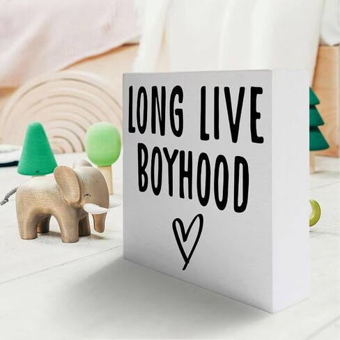Nursery Decor Wooden Box Sign, Nursery Newborn Baby Boys Bedroom Desk Decor Toddler Kids Children Room Playroom Decoration, Long Live Boyhood, Nursery Gifts for Baby Boys in Saudi Arabia