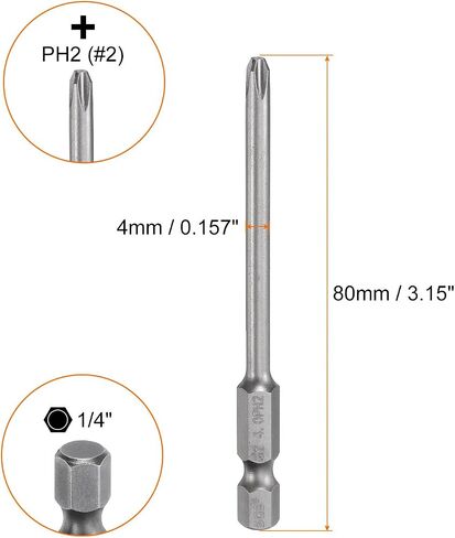 HARFINGTON 10pcs #3 Phillips Screwdriver Bit PH3 1/4" Hex Shank 4" (100mm) Long Magnetic S2 Steel Industrial Grade Screw Driver Bit Cross Head Electric Drill Bits 0.236" (6mm) Rod in Saudi Arabia
