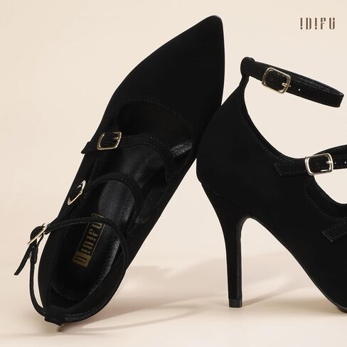IDIFU IN4 Women's Pumps High Heels Dress Shoes for Women Closed Toe Strappy Heels Wedding Comfortable Dressy Formal Stiletto Ankle Strap Pointed Toe Three Strap Heels Pump Shoes in Saudi Arabia