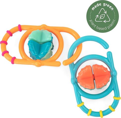 خشخيشات اهتزاز وتدوير ساسي إيكو | مصنوع باللون الأخضر باستخدام البلاستيك النباتي | 3+ أشهر in Kuwait