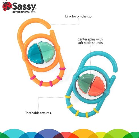 خشخيشات اهتزاز وتدوير ساسي إيكو | مصنوع باللون الأخضر باستخدام البلاستيك النباتي | 3+ أشهر in Kuwait