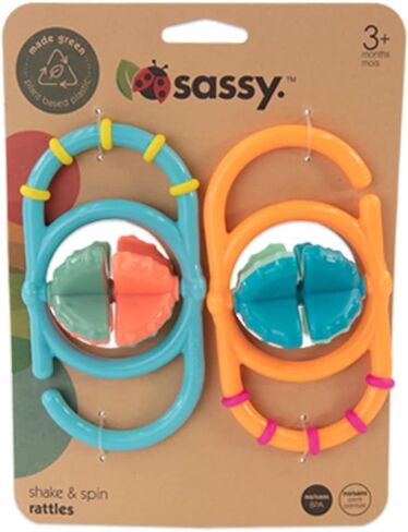 خشخيشات اهتزاز وتدوير ساسي إيكو | مصنوع باللون الأخضر باستخدام البلاستيك النباتي | 3+ أشهر in Kuwait