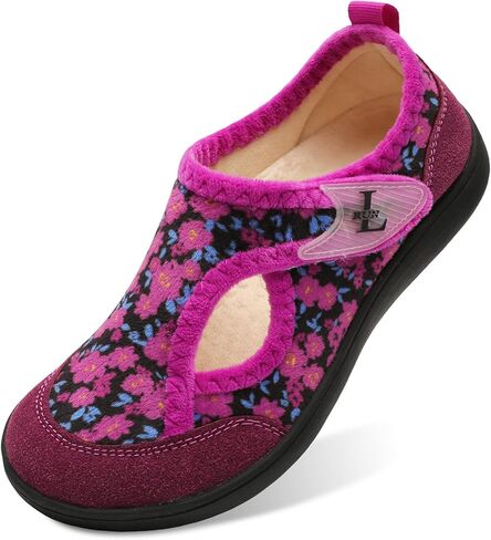 L-RUN Womens Slippers Wide Toe Box Barefoot Diabetic Shoes Women Ladies Winter House Shoes for Indoor and Outdoor in Saudi Arabia