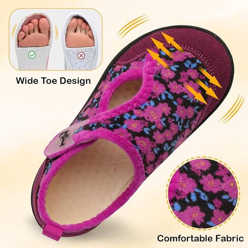 L-RUN Womens Slippers Wide Toe Box Barefoot Diabetic Shoes Women Ladies Winter House Shoes for Indoor and Outdoor in Saudi Arabia