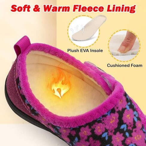 L-RUN Womens Slippers Wide Toe Box Barefoot Diabetic Shoes Women Ladies Winter House Shoes for Indoor and Outdoor in Saudi Arabia