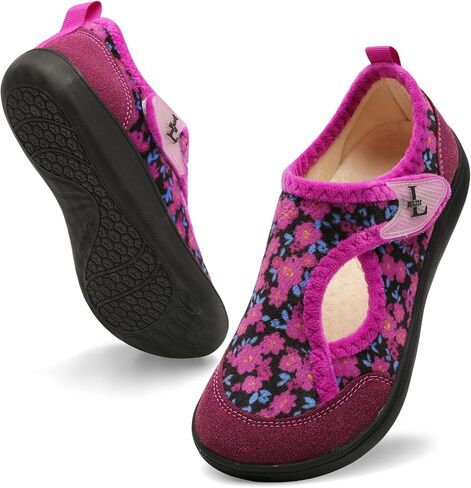 L-RUN Womens Slippers Wide Toe Box Barefoot Diabetic Shoes Women Ladies Winter House Shoes for Indoor and Outdoor in Saudi Arabia