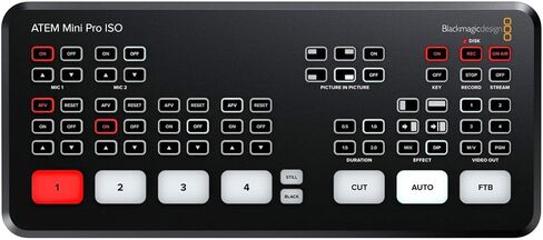 حزمة Blackmagic Design ATEM Mini Pro ISO مع حافظة صلبة مقاومة للطقس، وكابل HDMI عالي السرعة مجدول من النايلون 4K، وخطاف Monoprice 6 بوصة، وربطات كابل تثبيت حلقية (10 عبوات، أسود) (4 عناصر) in Kuwait