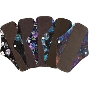 5 قطع من وسادات الحيض القماشية مقاس 10 بوصة، فوط صحية قابلة لإعادة الاستخدام، بطانة داخلية قابلة للغسل، غير معطرة in Kuwait