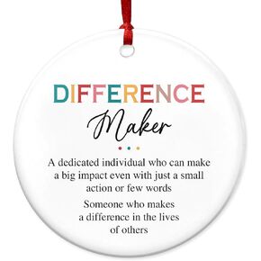 Difference Maker Gifts for Women, Christmas Ornaments 2024 - Inspirational Gifts for Women, Teacher, Employee Appreciation Gifts for Coworkers, Boss - Christmas Tree Decoration Glass Ornaments