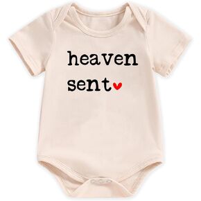 hrcfbk Heaven Sent Baby Infant Bodysuit Newborn Baby Reveal Romper Boho Clothes Pregnancy Announcement Romper