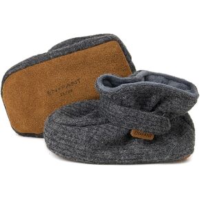EnFant - Baby Toddler Unisex Boy Girl Indoor Cozy Soft Leather Non-Skid Bottom Booties