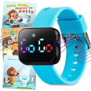 Potty Training Watch for Kids V2 – A Water Resistant Potty Reminder Device for Boys & Girls to Train Your Toddler with Fun/Musical & Vibration Interval Reminder with Potty Training eBook (Sharks)