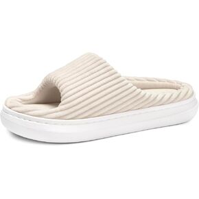SOULROSE Women's Slippers Memory Foam Open Toe Slippers for Women House Bedroom Corduroy Lightweight Cloud Slide Shoes Comfy Platfoam Slippers Indoor Outdoor