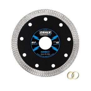 CRALY 4-1/2 Inch Ultra Thin Diamond Saw Blade for Angle Grinder, 7/8 Inch Arbor, Cutting Wheel with Integrated Flange, Wet/Dry Cutting, for Ceramic, Tile, Marble, Granite, Brick, Porcelain