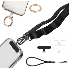 Crossbody Phone Lanyard Chain Shoulder Cell Phone Strap Phone Charm Neck Chain Phone Holder 3 Pad Patche Tether Universal for iPhone 15 Pro Max 14 13 12 11 Samsung S24 Flip 5 Google Moto Gold