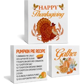 3 Pcs Fall Tiered Tray Decor Harvest Blessings Sign Home Decorations Autumn Theme 3 Pcs Wood Decorative Signs for Table Desk Shelf Wall