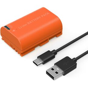 SMALLRIG LP-E6NH Battery 2400mAh USB-C Battery for Canon R5, R6, R7, 2.5H Full Charged Battery for Canon R6 Mark II, R, R5 C, 5D II/III/IV, 6D, 6D II, 7D, 7D II, 60Da, 70D, 80D, 90D, Orange - 4968