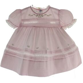 Feltman Brothers Newborn Baby Girls Pink Take Home Dress Outfit Lace Trim