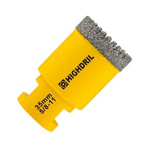 HIGHDRIL Diamond Core Drill Bit - 1-3/8"(35mm) with 5/8-11 Thread Dry Drilling Hole Saw for Porcelain Tile Ceramic Granite Marble Stone Masonry Brick (Serrated Blade)