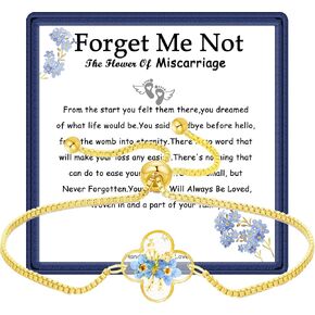 Miscarriage Gifts for Mothers, Forget Me Not Pressed Flowers Bracelet, Baby Loss Grief Sympathy Gift for Women, Child Loss Memorial Gifts Jewelry, Sympathy Bracelet Gifts for Women