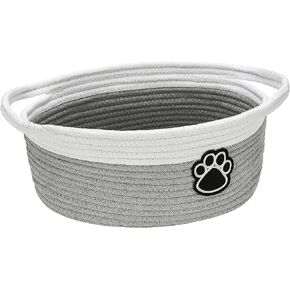 Dog Toy Basket Small Basket for Storage Cute Baskets for Gifts Empty Small Woven Baskets for Organizing, Grey and White