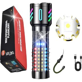 Rechargeable LED Flashlight, 2,000,000 Lumens, Tactical, 5 Modes, Zoomable, IP67 Waterproof, for Camping/Home (CarW514)
