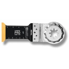 Fein StarLock Plus E-Cut Carbide Pro Oscillating Saw Blade - Narrow Waisted Shape 1-1/4" Width for Abrasive Materials and Bricks - Fits Most Multitools - 3-Pack - 63502237220