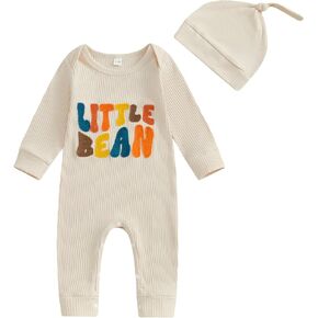 MERSARIPHY Neutral Baby Clothes Newborn Boy Girl Romper Little Bean Ribbed Knit Jumpsuit 0 3 6 9 12 Months Fall Winter Outfit