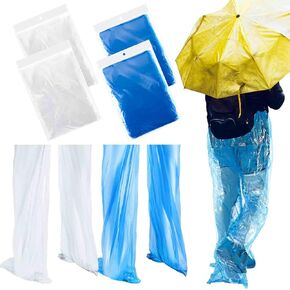 Geyoga 8 Pcs Disposable Rain Pants with Shoe Boot Waterproof Long Pant Boot Covers Disposable Pants Adult Rain Suit Portable Splash Rain Pants for Outdoor Cycling Emergency Fishing
