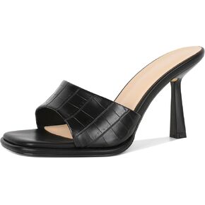 SAMMITOP Women's High Stiletto Heels Sandals Square Open Toe One Band Slip On Mules Slide Comfort Party Dating Daily Vacation Shoes 3.5 Inch